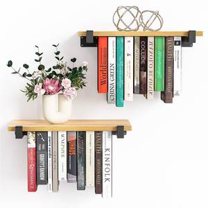 lot 5036 image: NANATI 2 Set of Floating Bookshelf, Pine Wood Invisible Bookshelf, Hanging Bookshelves for Wall, Unique Space Saving Wall Bookcase (16.5L�8.7W�1.5H)