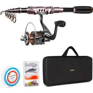 lot 5040 image: PLUSINNO Spinning Rod and Reel Combos Telescopic Fishing Rod Pole with Reel Line Lures Hooks Fishing Carrier Bag Case and Accessories Fishing Gear Organizer (1.8M 5.91FT Fishing Gear Organizer) ...