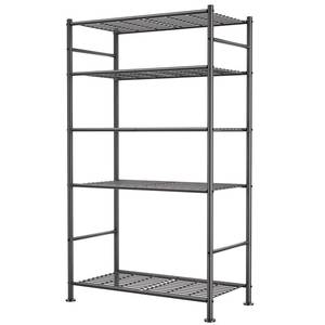 lot 5986 image: BolDuck 5 Tier Shelf Organizer Rack, Metal Shelving Unit with Adjustable Leveling Feet, Space-Saving Storage Shelves for Garage Closet Laundry Bathroom Kitchen Pantry, 33.07Wx12.6Dx72.04H,Black
