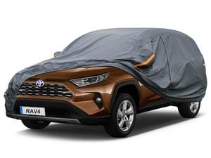 lot 5989 image: GUNHYI Premium Car Cover Custom Fit Toyota RAV4 (2012-2026), 16 Layers Heavy Duty Car Cover Waterproof All Weather with Zipper Door for Sun Rain Snow Dust Uv Protection
