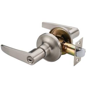 lot 5993 image: 2 Pack of MANREN Lever Keyed Entry Door Lever Handle Lock, Universal Door Knob Hardware,Nickel Brushed Color (MR802et-2)