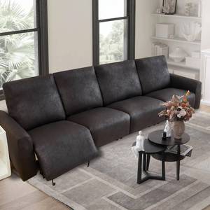 lot 5994 image: vctops Vintage Leather Look Stretch Recliner Sofa Covers 10-Pieces Water Resistant RV Furniture Covers Soft Reclining Couch Covers Non Slip Sofa Slipcover for Dogs Cats (Black,4 Seater)