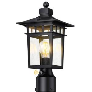 lot 5998 image: APOTO Dusk to Dawn Outdoor Post Lights, Black Lamp Post Light Fixture
