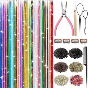 lot 6000 image: Hair Tinsel, 24 Colors Hair Tinsel Kit, 9800 Strands Tinsel Hair Extensions