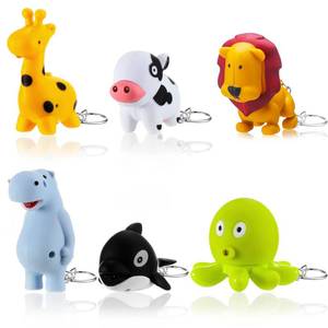 lot 6003 image: Kenning 6 Pcs Animal Flashlight Keychain for Pediatric Nurse Badge,Cute