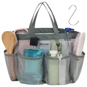 lot 6006 image: Mesh Shower Caddy Portable - 8 Pockets, S-Hook, Shower Bag for Dorm Camping