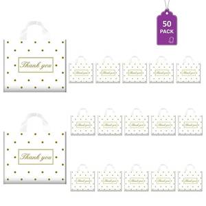 lot 6009 image: Odseciran 50100 Pcs Thank You Plastic Bags for Business Small, Plastic Shopping Retail Merchandise Bag with Handles for Party Favors, Boutique, Return Gift,Bulk (50, 15x12Inch)