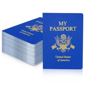 lot 6011 image: XIISVINT 30 Pcs Blank Passport Notebook Blue Passport Book Fake Passport Travel Journal Sticker Collection Book for Kids School Projects World Travel Pretend Activity Party Favors, 5.51x3.9 Inch