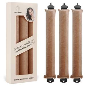 lot 6013 image: Luckybear Heatless Curls Overnight, Jumbo Curling Flexi Rods, 3Pcs Khaki