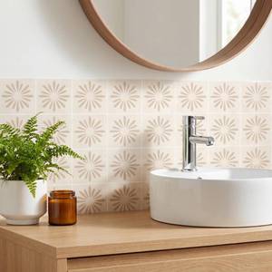 lot 6020 image: meihea 30 Pack, 4x4 Inch Neutral Peel and Stick Vinyl Decals, Modern Geometric Sunburst Wall Stickers for Kitchen, Bathroom, Stairs & Furniture