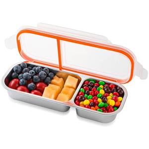 lot 6025 image: Ulezuar Stainless Steel Snack Containers with Lids, Reusable Condiment Box, Double Compartment Sauce Cups for Home, Travel