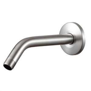 lot 6026 image: OFFO Shower Arm with Flange, 6 in Brushed Nickel Wall Mount Replacement Angle Shower Head Arm Wall-Mounted For Fixed Shower Head & Handheld Showerhead