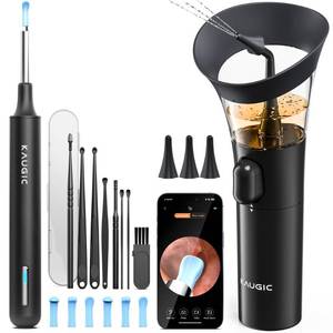 lot 6027 image: KAUGIC Ear Cleaner with Camera, Manual Wax Removal Kit, 7 Spoons, Black