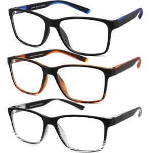 lot 6049 image: JJWELL 3 Pack Reading Glasses for Men Blue Light Blocking with Spring Hinge
