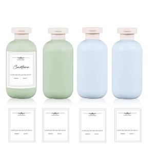 lot 6060 image: UMETASS 6.8 oz Plastic Travel Shampoo Bottles, Refillable Flip Cap Squeeze Bottles for Toiletries, Large Leakage-proof Travel Shampoo and Conditioner Container (Blue and Green)