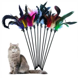 lot 6066 image: YUBONUS Cat Feather Wand Toys 10-Pack with Bell Indoor Kittens