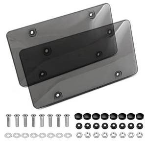 lot 6112 image: 2 Pack Transparent License Plate Shield UV Protective Trim for Standard US Plates (12.2 x 6.3), Gray