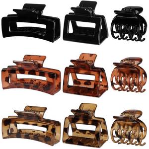 lot 6122 image: CHANDAT Medium Hair Clips Set for Women - 3Styles, 9PCS - Leopard
