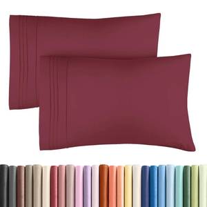 lot 6128 image: King Pillow Cases Set of 2 - Ultra Soft Cozy Pillowcase Covers - Burgundy