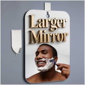 lot 6131 image: Shatterproof Shower Mirror Fogless for Shaving,(Larger 11x8 Inch) Anti Fog Shaving Mirror Holder NO-Drilling, No Fog Free Waterproof,Small Wall Mounted Bathroom Accessories Camping Hanging Men
