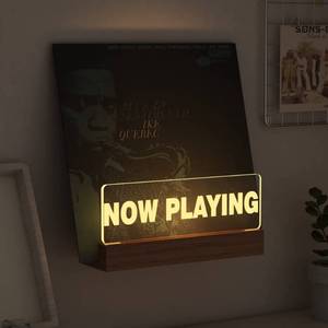 lot 6134 image: Lampeez Light up Now Playing Vinyl Record Stand Wall Mount,Now Spinning Record Player Stand, Wooden Acrylic Holder for Vinyl Album Display