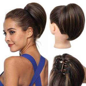 lot 6144 image: Ponytail Extension 8 Mini Clip Feather-Light Hairpiece for Short Hair