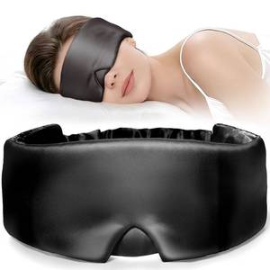 lot 6146 image: LitBear Silk Sleep Mask for Side Sleeper, Travel, Airplane, Office, Black