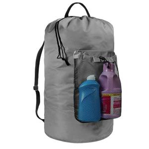 lot 6479 image: Laundry Bag with Shoulder Straps and Mesh Pocket Laundry Backpack Large Portable Laundry Hamper for College Laundromat Apartment (Gray)