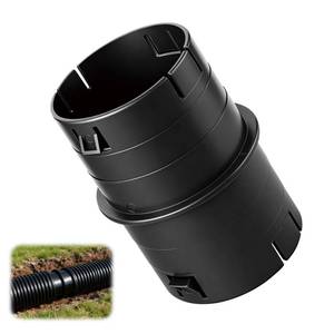 lot 6480 image: 4 Universal Pipe Connector, Corrugated to PVC Pipe Adapter, Yard Drainage Coupler for Sump Pump Discharge & Downspout Extensions, Fits 4 SCH 40, 4 SDR 35 & 4 Corrugated Pipe - Black