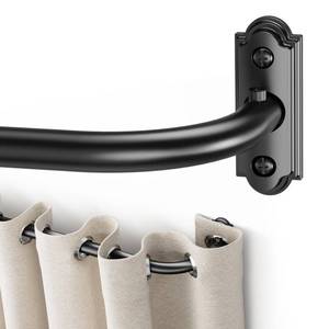 lot 6481 image: YaFex Curtain Rod 32-86 Inch, 1 Inch Heavy Duty Black Curtain Rods for Windows, Adjustable Window Treatment Rods, Wrap Around Ceiling Outdoor Curtain Rod for Bedroom