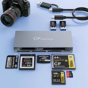 lot 6495 image: Type B XQD Card Reader 8 in 1 USB CUSB A for CFexpress Type B Card,10Gbps CFexpress Adapter for Type BCFXDMSTFSD Card with WindowsMacLinuxAndroid for iPhone 1615, iPadSamsungLaptopTablet