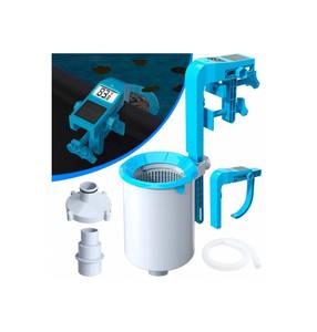 lot 7801 image: DeeprClean Above Ground Pool Skimmer with Solar Digital Thermometer-Teal
