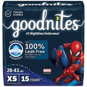 lot 8009 image: Goodnites Boys Disposable Nighttime Underwear - Size XS - 15ct