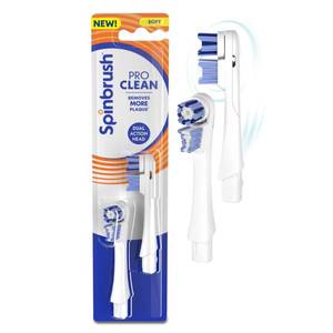 lot 8011 image: Spinbrush New PRO Clean Replacement Heads, Electric Toothbrush Refills, Soft Bristles, 2 Count