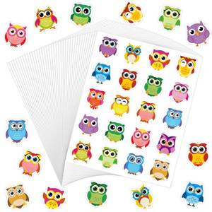 lot 8012 image: Dispowreath 600 Pcs Colorful Owls Shape Stickers for Kids Back to School Owls Theme Stickers Self Adhesive Paper Bulletin Board Teacher Educational DIY Birthday Party Classroom Decor