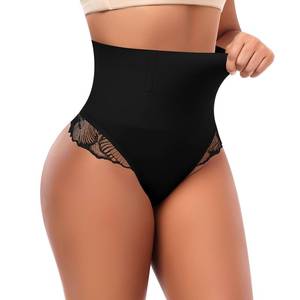 lot 8019 image: Werena Tummy Control Thong Shapewear for Women High Waisted Body Shaper Panties Shaping Thong Girdle Underwear(B1# Black,Small)
