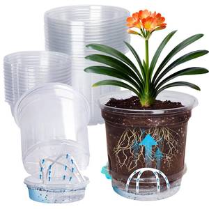 lot 8451 image: MIXC 12 Pack 6.5 Inch Self Watering Pots for Indoor Plants-Clear Plastic