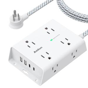 lot 8455 image: Addtam Surge Protector Power Strip with 8 Outlets and 4 USB Ports (2 USB C)