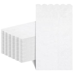 lot 8457 image: NatNarr 60 Pcs White Napkins, 2 Ply Disposable Scalloped Napkins