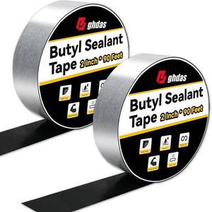 lot 8461 image: Bghdas - 2 Pack Butyl Sealant Tape 2 X 90 - Double Sided - Black Vapor Barrier Butyl Tape for Wall of Crawl Space, Rv Windows, Deck Boat, Crawlspace (Waterproof, Weatherproof)