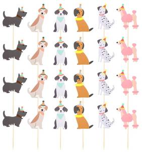 lot 8464 image: 24PCS Dog Cupcake Toppers, Dog Cake Topper Cardstock