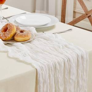 lot 8465 image: White Cheesecloth Table Runner 35�120Inch Fall Boho Wedding Home Decor