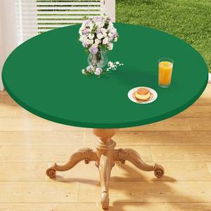 lot 8467 image: homing Round Elastic Fitted Tablecloth, Water-Resistant Fabric Tablecloths for 36-40 Tables, Washable Polyester Table Cover for Picnic, Caming, Dinner, Indoor & Outdoor, Hunter Green