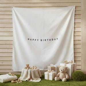 lot 8468 image: Moukeren 3.3 x 3.3 ft Happy Birthday Door Banner Door Cover Backdrop Sign Boho Birthday Wall Decor Background Party Supplies for Outdoor Indoor Porch Bday Party Photo Props