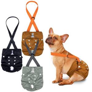 lot 8475 image: Pet Soft Dog Diapers Female with Suspenders, 3 Pack Reusable Female Dog Diapers for Heat, Dog Period Panties for Doggie in Cycle(Small, Deepcolor)