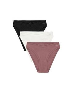 lot 8483 image: Organic Basics Womens Flex Organic Cotton Cheeky Brief Underwear 3-Pack, Off WhiteRose WoodBlack, Medium