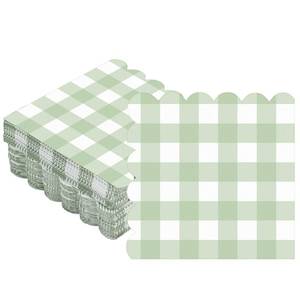 lot 8490 image: Seajan 100 Pcs Sage Green Gingham Cocktail Paper Napkins 5x5 Inch