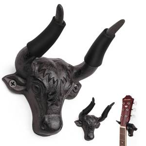 lot 8491 image: Bull Head Guitar Wall Mount Hook,Guitar Wall Hangers,Cast Iron,Rust,2 Pack