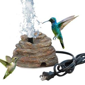 lot 11530 image: Bird Bath Water Fountain Resin Rock Fountain with 9.8ft Cord Length Water Pump Rock Waterfall for Hummingbird Birdbath Outdoor Decor for Garden Lawn Fish Tank and Aquariums (Brown)