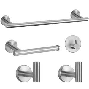 lot 11535 image: NearMoon Bathroom Hardware Set SUS 304 Thicken Stainless Steel-Towel Bar Set Include 16 Towel Rod, Toilet Paper Holder, Multifunctional Hooks Bathroom Accessories (Brushed Nickel, 5 Pcs)